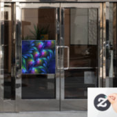 Kleurrijk Abstract blauw roze groen fractal Raamsticker (Kantoordeur)