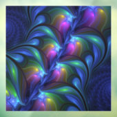 Kleurrijk Abstract blauw roze groen fractal Raamsticker (Vel 3)