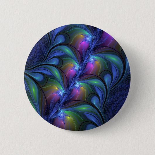 Kleurrijk Abstract blauw roze groen fractal Ronde Button 5,7 Cm (Voorkant)