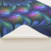 Kleurrijk Abstract blauw roze groen fractal Sherpa Deken (3/4)