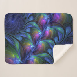 Kleurrijk Abstract blauw roze groen fractal Sherpa Deken