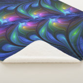 Kleurrijk Abstract blauw roze groen fractal Sherpa Deken (3/4)