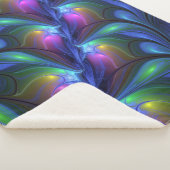 Kleurrijk Abstract blauw roze groen fractal Sherpa Deken (3/4)