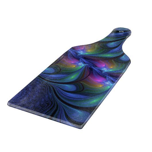 Kleurrijk Abstract blauw roze groen fractal Snijplank (Hoek)