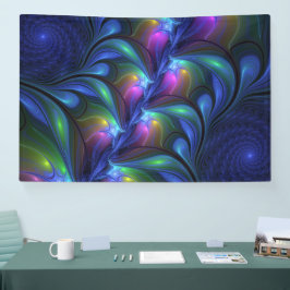 Kleurrijk Abstract blauw roze groen fractal Spandoek