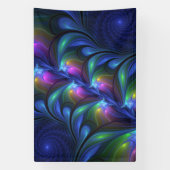 Kleurrijk Abstract blauw roze groen fractal Spandoek (Verticaal)