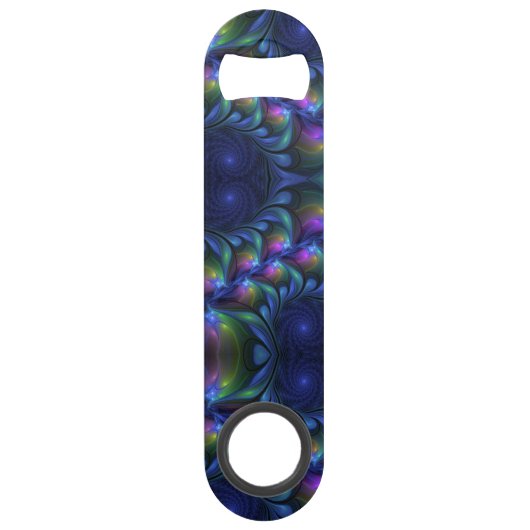 Kleurrijk Abstract blauw roze groen fractal Speed Flessenopener (Voorkant)