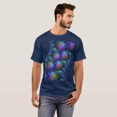 Kleurrijk Abstract blauw roze groen fractal T-shirt (Voorkant volledig)
