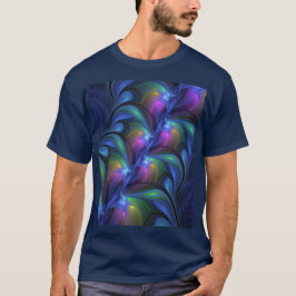 Kleurrijk Abstract blauw roze groen fractal T-shirt