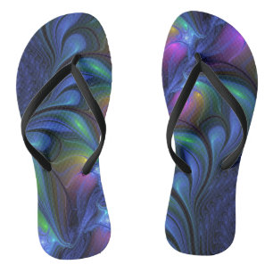 Kleurrijk Abstract blauw roze groen fractal Teenslippers