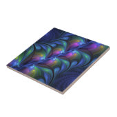 Kleurrijk Abstract blauw roze groen fractal Tegeltje (Zijkant)