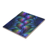 Kleurrijk Abstract blauw roze groen fractal Tegeltje (Zijkant)