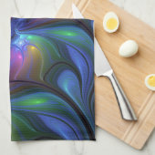 Kleurrijk Abstract blauw roze groen fractal Theedoek (Quarter Fold)