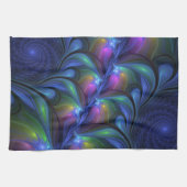 Kleurrijk Abstract blauw roze groen fractal Theedoek (Horizontaal)