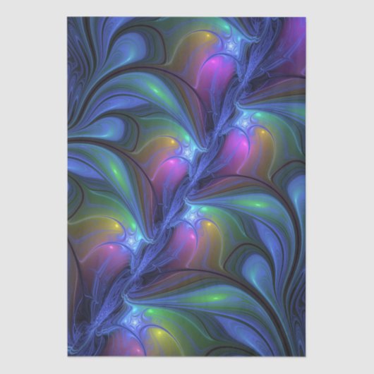Kleurrijk Abstract blauw roze groen fractal Tissuepapier (Voorkant)