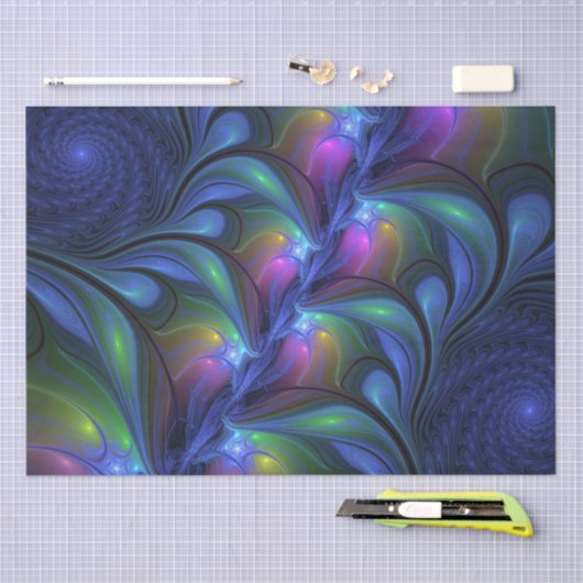 Kleurrijk Abstract blauw roze groen fractal Tissuepapier (Craft)