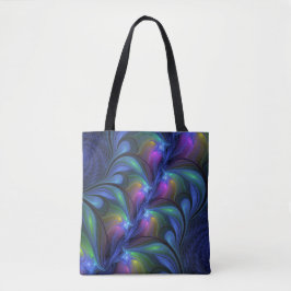 Kleurrijk Abstract blauw roze groen fractal Tote Bag