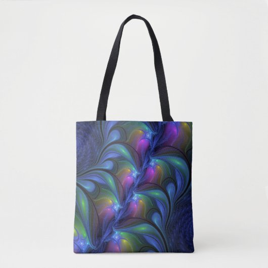 Kleurrijk Abstract blauw roze groen fractal Tote Bag (Voorkant)