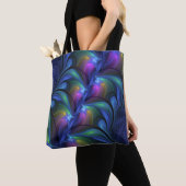 Kleurrijk Abstract blauw roze groen fractal Tote Bag (Dichtbij)