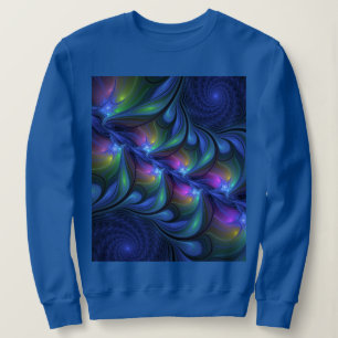 Kleurrijk Abstract blauw roze groen fractal Trui