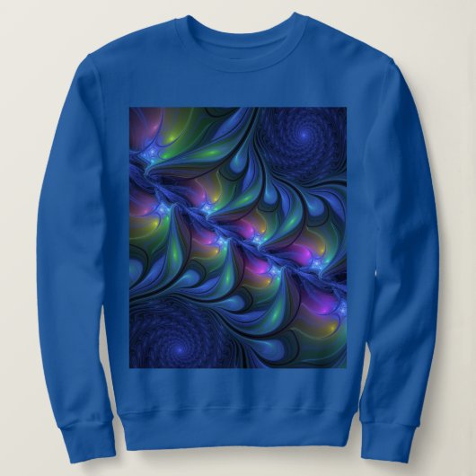 Kleurrijk Abstract blauw roze groen fractal Trui (Design voorkant)