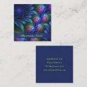 Kleurrijk Abstract blauw roze groen fractal Vierkante Visitekaartje (Voorkant / Achterkant)