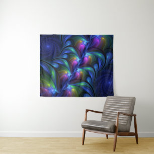 Kleurrijk Abstract blauw roze groen fractal Wandkleed