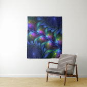 Kleurrijk Abstract blauw roze groen fractal Wandkleed (In situ)