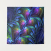 Kleurrijk Abstract blauw roze groen fractal Wandkleed (Voorkant (horizontaal))