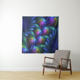 Kleurrijk Abstract blauw roze groen fractal Wandkleed