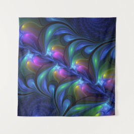 Kleurrijk Abstract blauw roze groen fractal Wandkleed