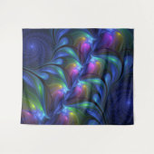 Kleurrijk Abstract blauw roze groen fractal Wandkleed (Voorkant (horizontaal))