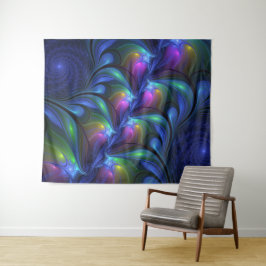 Kleurrijk Abstract blauw roze groen fractal Wandkleed