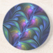 Kleurrijk Abstract blauw roze groen fractal Zandsteen Onderzetter (Voorkant)