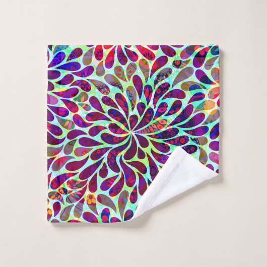 Kleurrijk Abstract bloemdamastpatroon Bad Handdoek (Wasdoekje)
