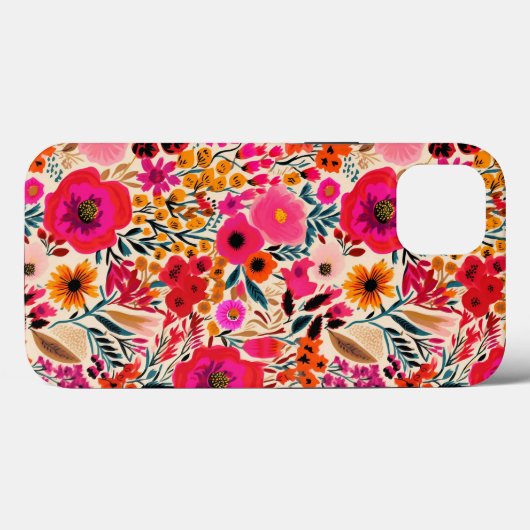 Kleurrijk Abstract Bloemen Roze Geel Vet Patroon Case-Mate iPhone Case (Achterkant (horizontaal))