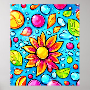 Kleurrijk abstract bloemenpatroon poster