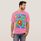 Kleurrijk abstract bloemenpatroon t-shirt (Voorkant volledig)