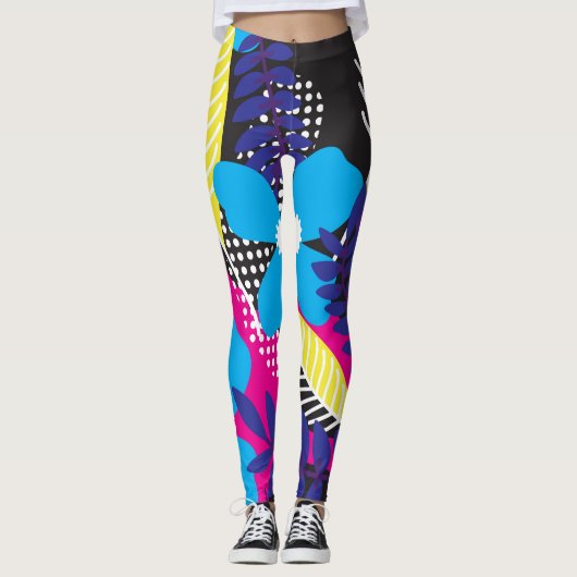 Kleurrijk Abstract Bloemmotief Leggings (Voorkant)