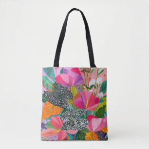 Kleurrijk Abstract Bloemmotief Tote Bag