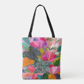 Kleurrijk Abstract Bloemmotief Tote Bag (Achterkant)