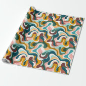 Kleurrijk abstract boho swirly vormpatroon cadeaupapier (Uitgerold)