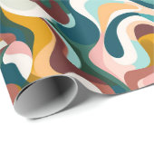 Kleurrijk abstract boho swirly vormpatroon cadeaupapier (Rol Hoek)