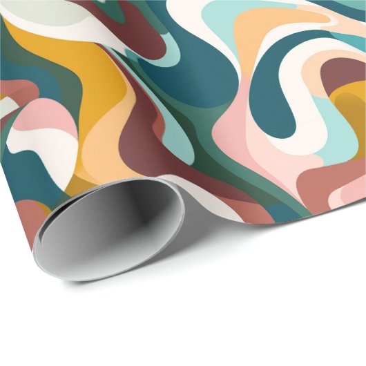 Kleurrijk abstract boho swirly vormpatroon cadeaupapier (Rol Hoek)