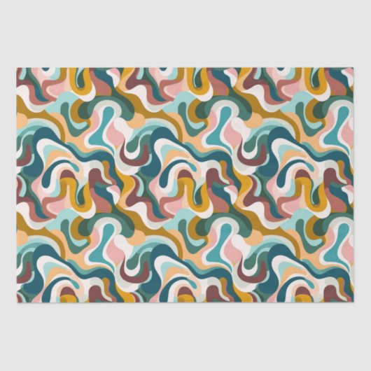 Kleurrijk abstract boho swirly vormpatroon tissuepapier (Voorkant)