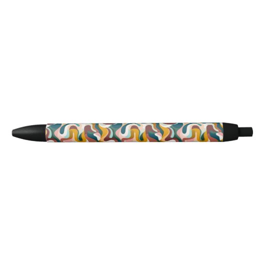 Kleurrijk abstract boho swirly vormpatroon zwarte inkt pen (Voorkant)