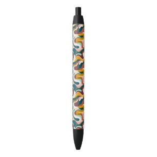 Kleurrijk abstract boho swirly vormpatroon zwarte inkt pen