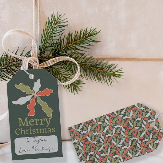 Kleurrijk Abstract Botanisch Kerstmis Cadeaulabel