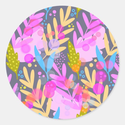 Kleurrijk Abstract Botanisch Patroon Sticker (Voorkant)