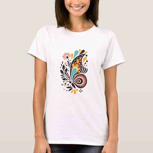 Kleurrijk Abstract Butterfly Art Design T-shirt (Voorkant)